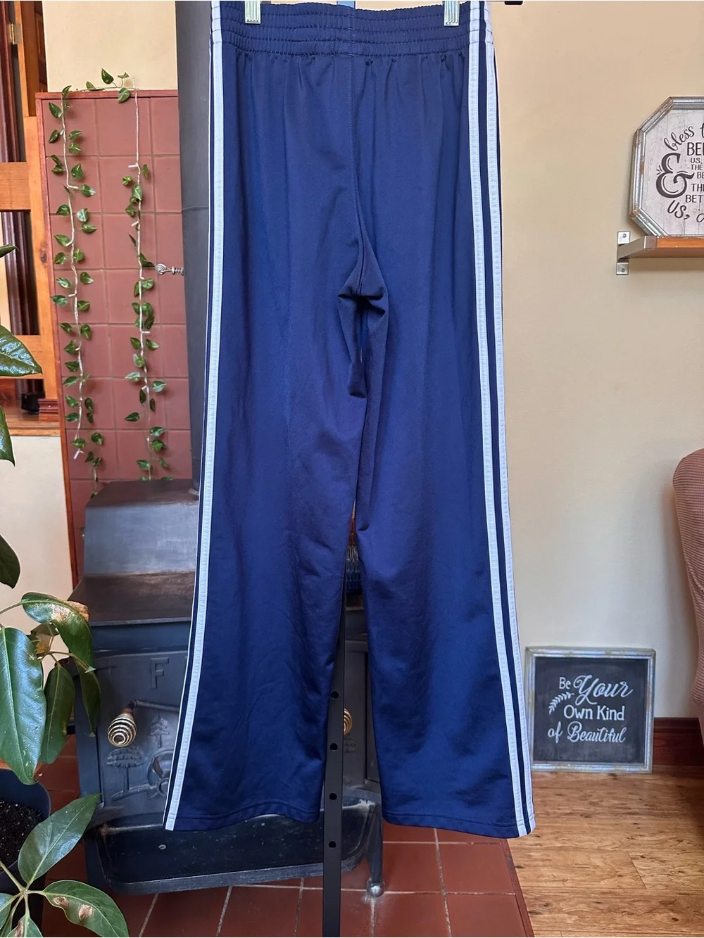 #286- adidas Navy Track Pants with White 3-Stripes